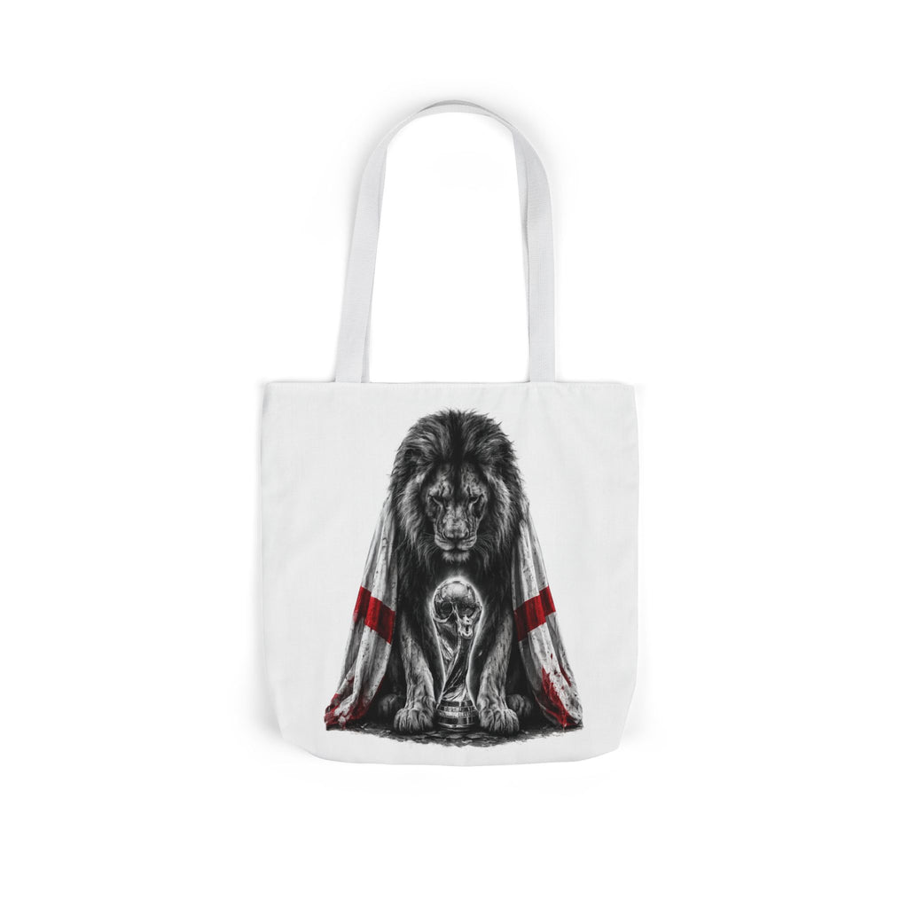 England Lion Guardian Canvas Tote — Protective Lion & Cub Illustration Tote Bag