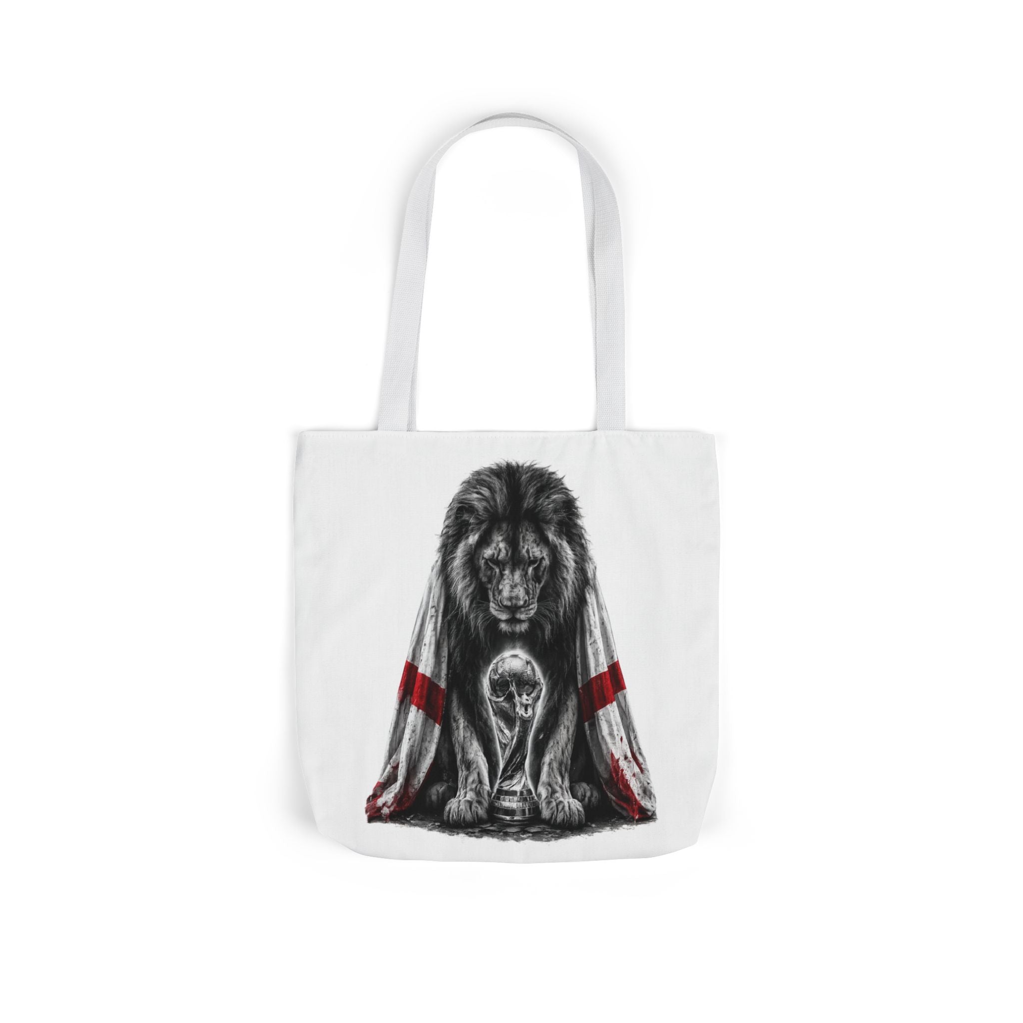 England Lion Guardian Canvas Tote — Protective Lion & Cub Illustration Tote Bag