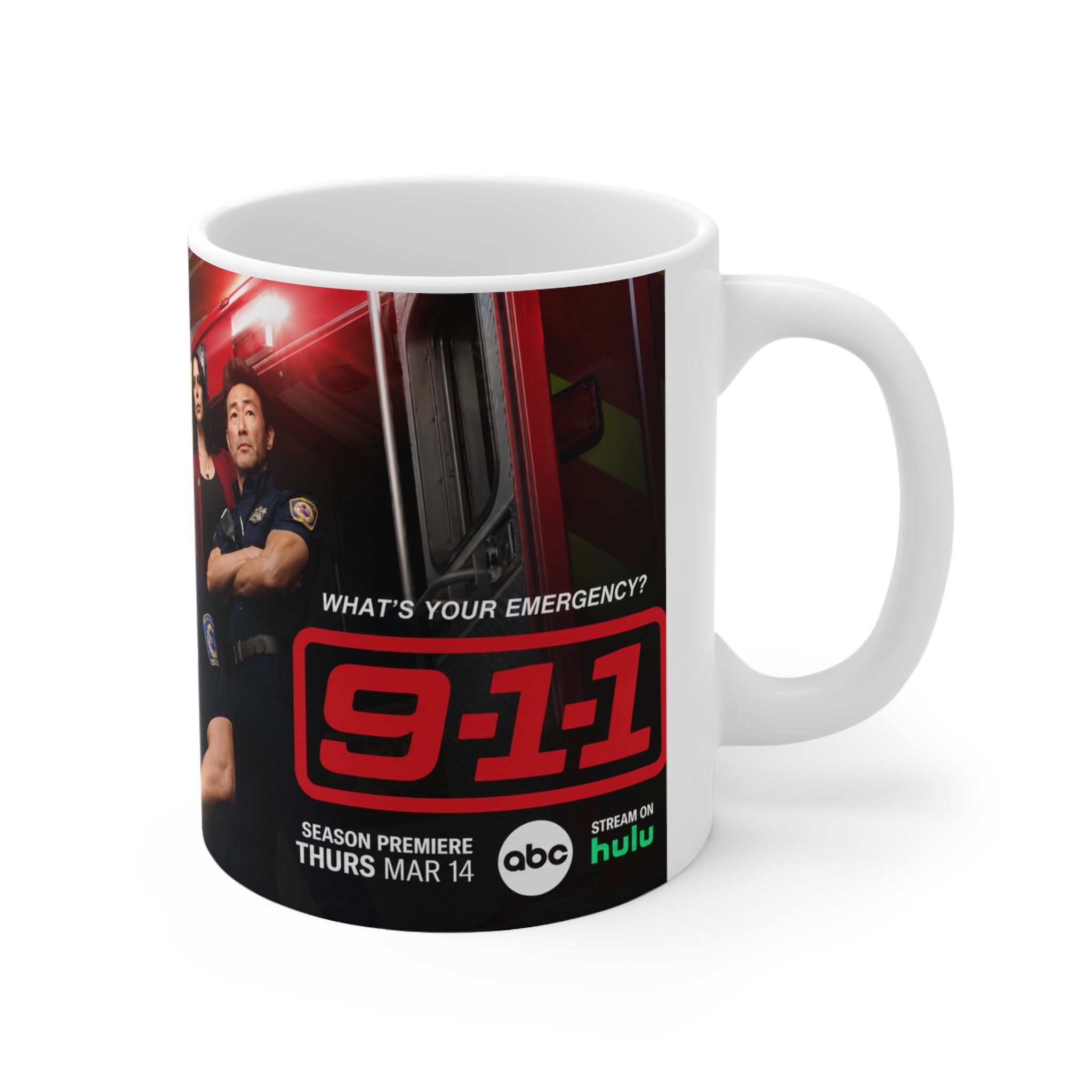 911 Unofficial Ceramic Coffee Mug — Firefighter Team Photo Design (11oz, 15oz)