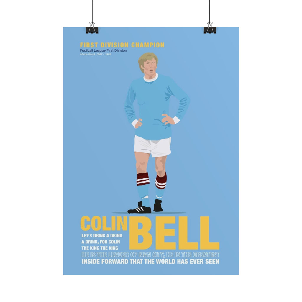 Colin Bell Football Poster — Retro Manchester City Vintage Player Print (Rolled Poster)