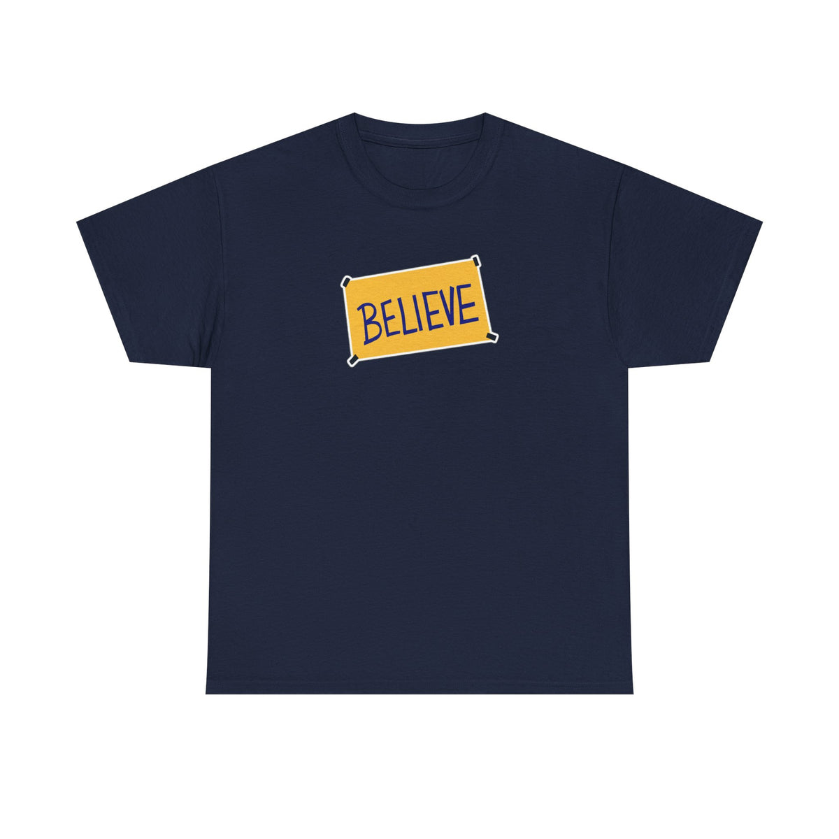 Ted Lasso Inspired Believe Graphic Tee — Inspirational Yellow Patch T-Shirt