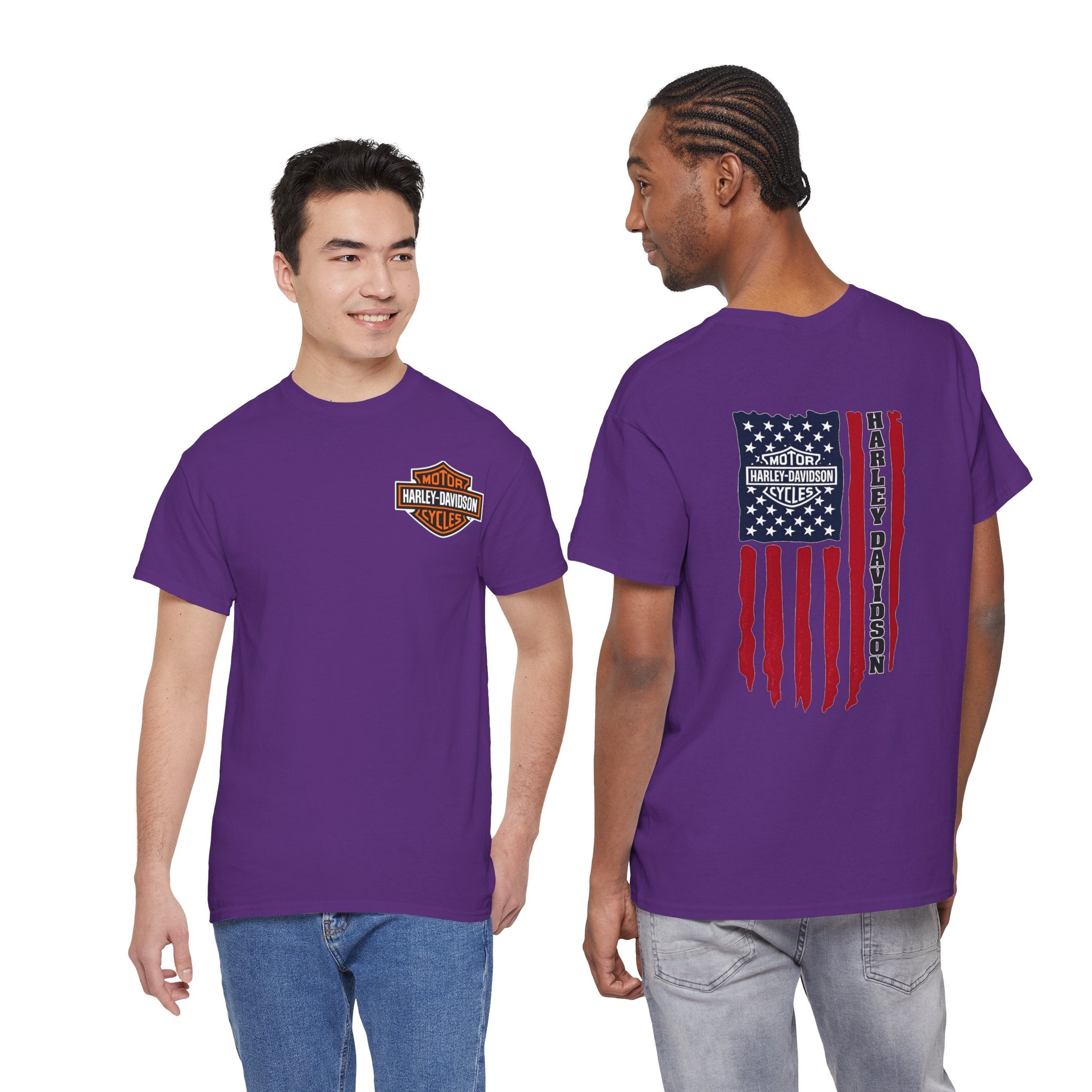 Harley-Style Flag Tee — American Motorcycle Logo T-Shirt