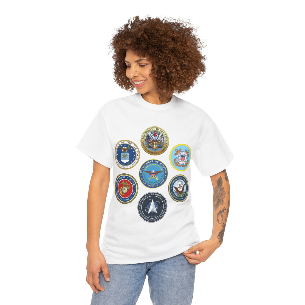 Military Branch Seals T-Shirt — Vintage US Armed Forces Emblems Tee