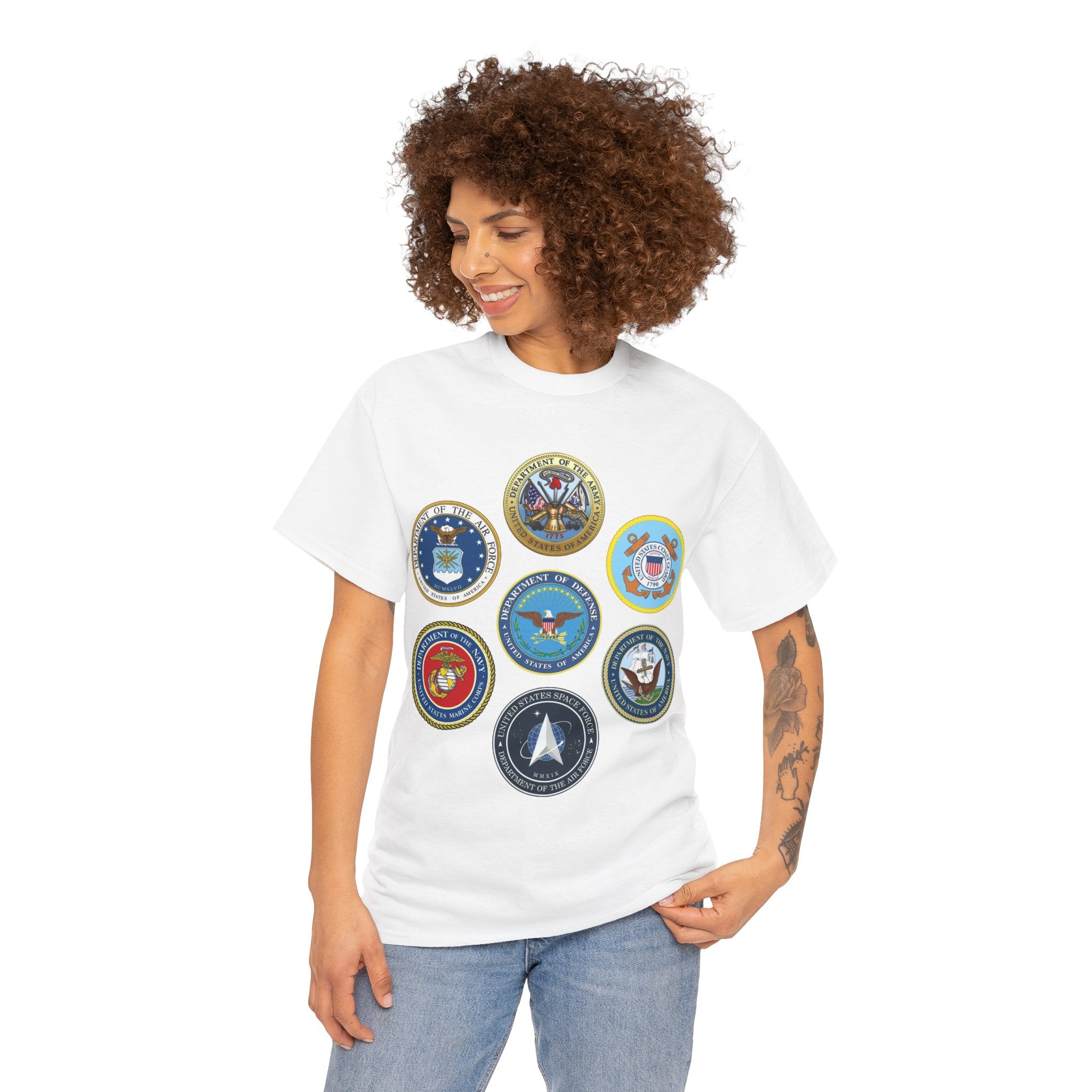 Military Branch Seals T-Shirt — Vintage US Armed Forces Emblems Tee