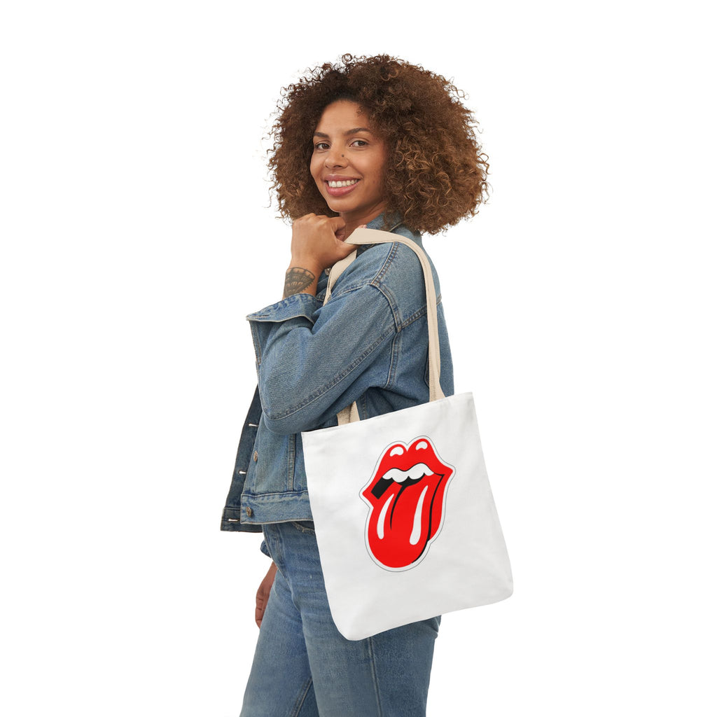 Rock & Roll Tongue Canvas Tote Bag — Retro Lip Graphic