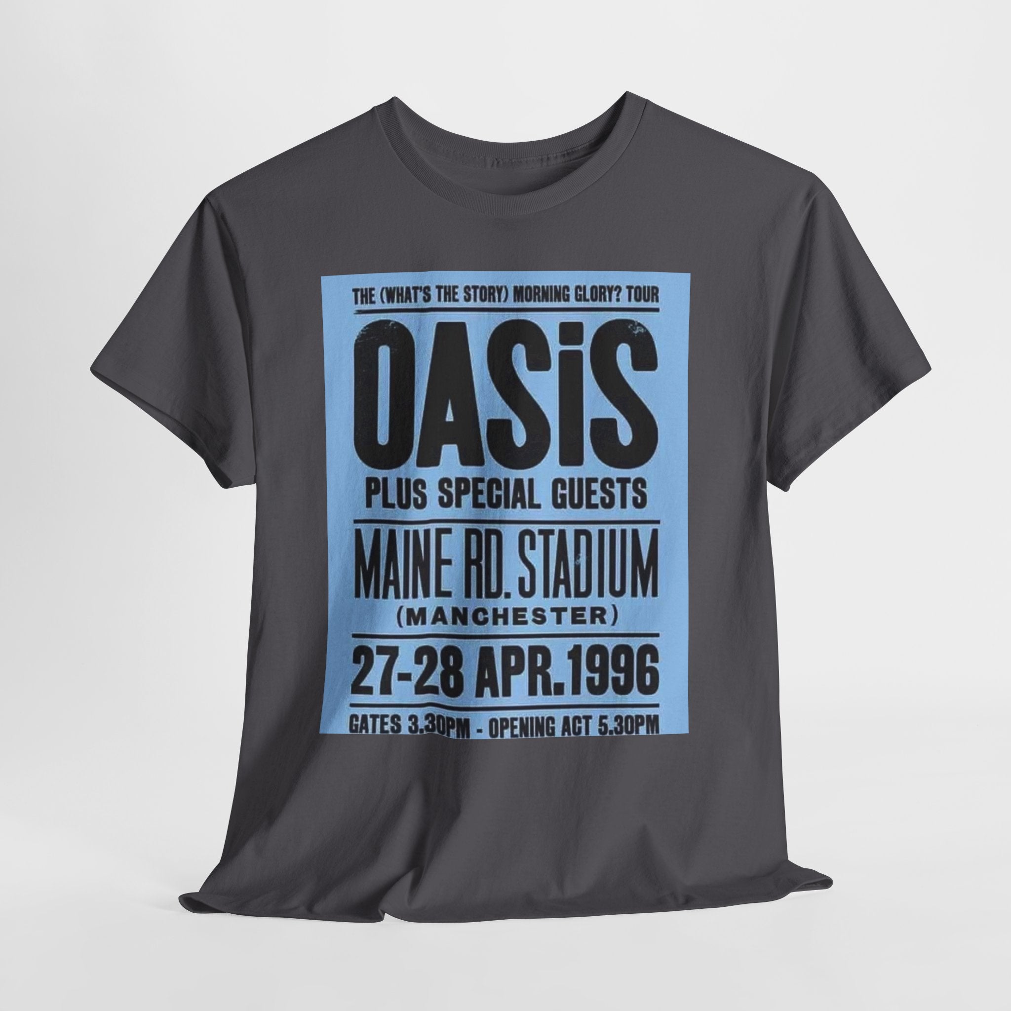 Oasis 1996 Maine Road Tour Poster T‑Shirt — Maine Rd. Stadium Concert Tee