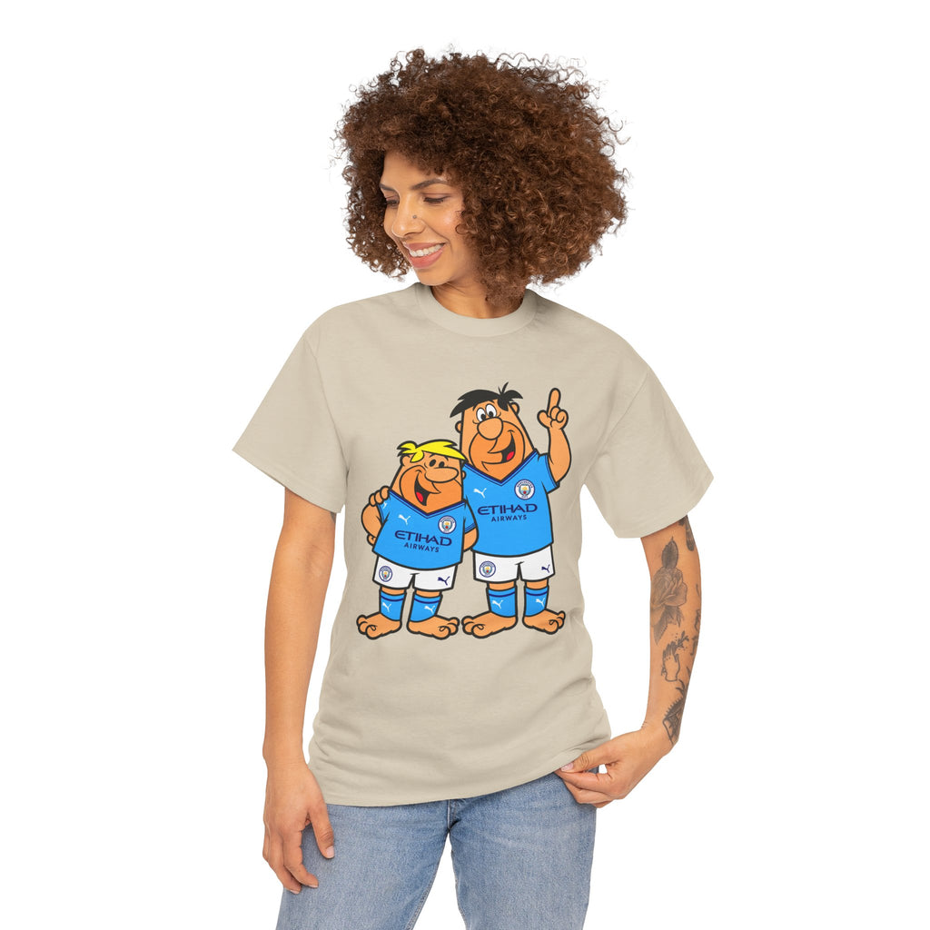 Manchester City The Flintstones Etihad Airways Cartoon Cotton T-Shirt