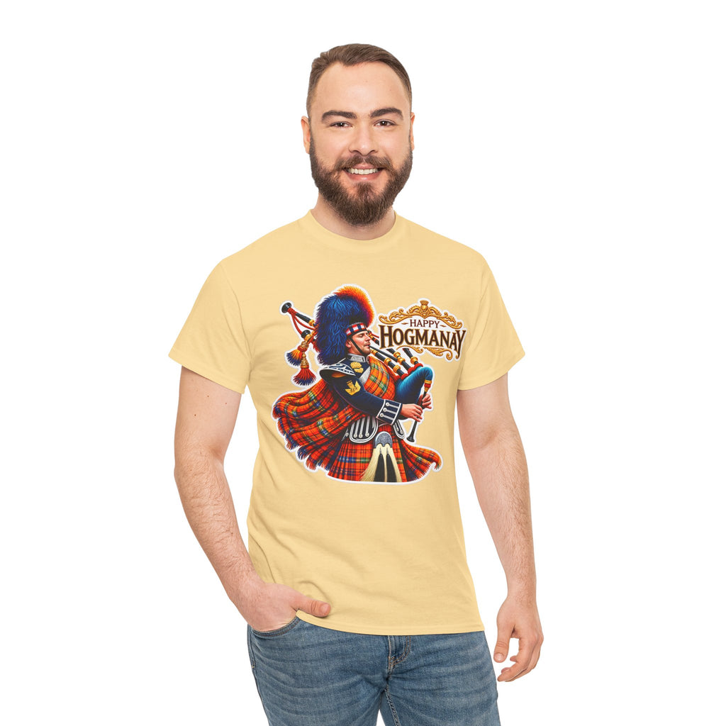 Hogmanay Bagpiper T‑Shirt — Happy Hogmanay Scottish New Year Tee