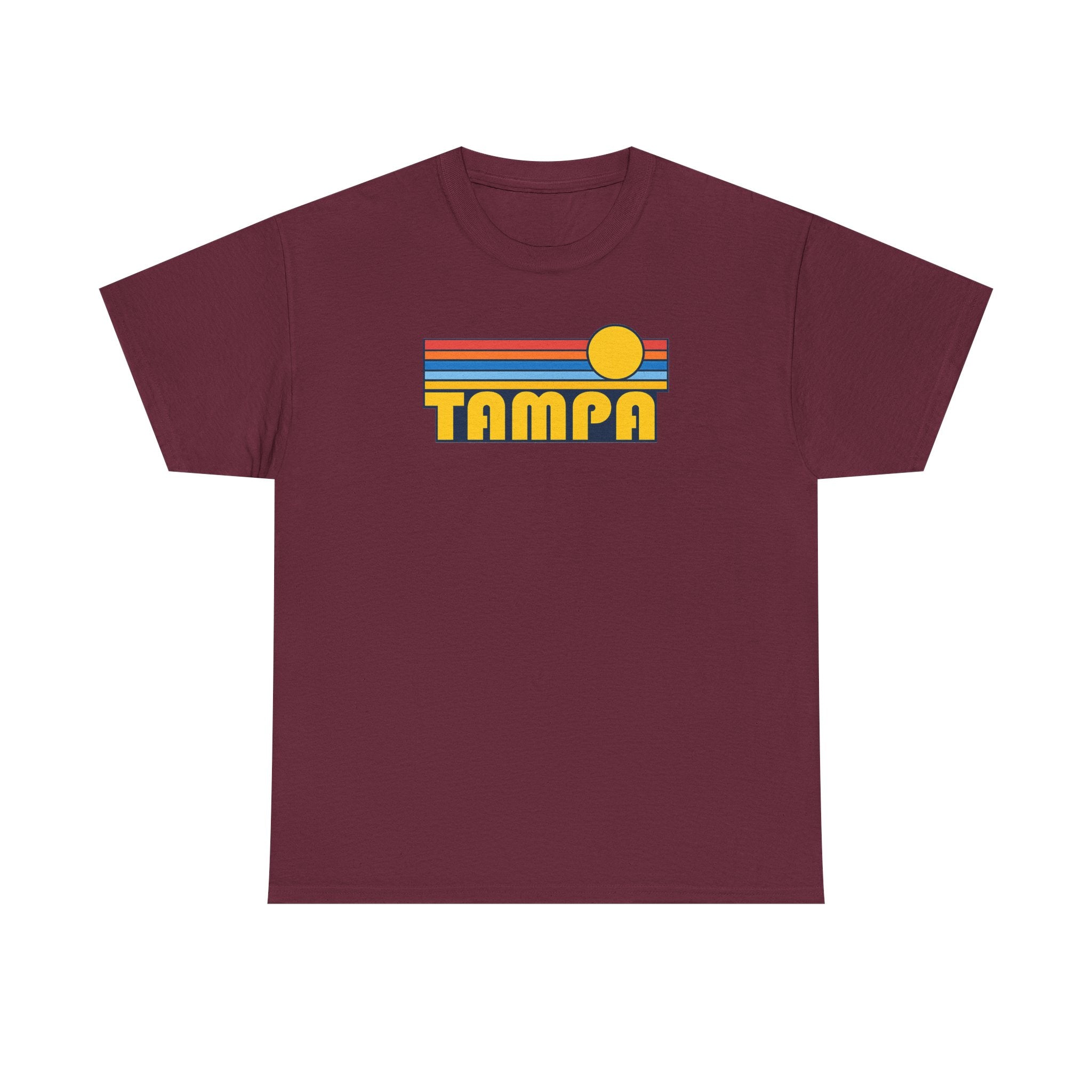 Tampa Retro Sunset T-Shirt — Vintage 70s Striped Beach Tee