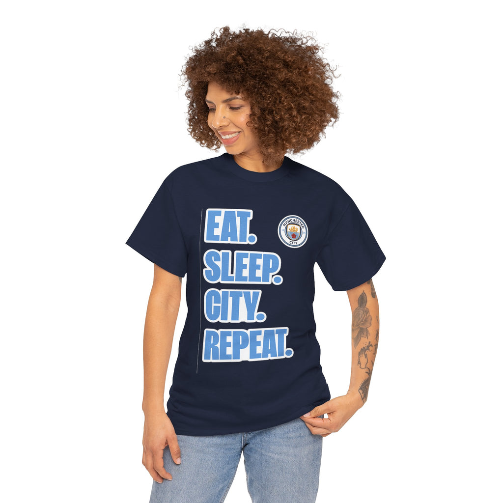 Eat. Sleep. City. Repeat. T‑Shirt — Manchester City Fan Tee