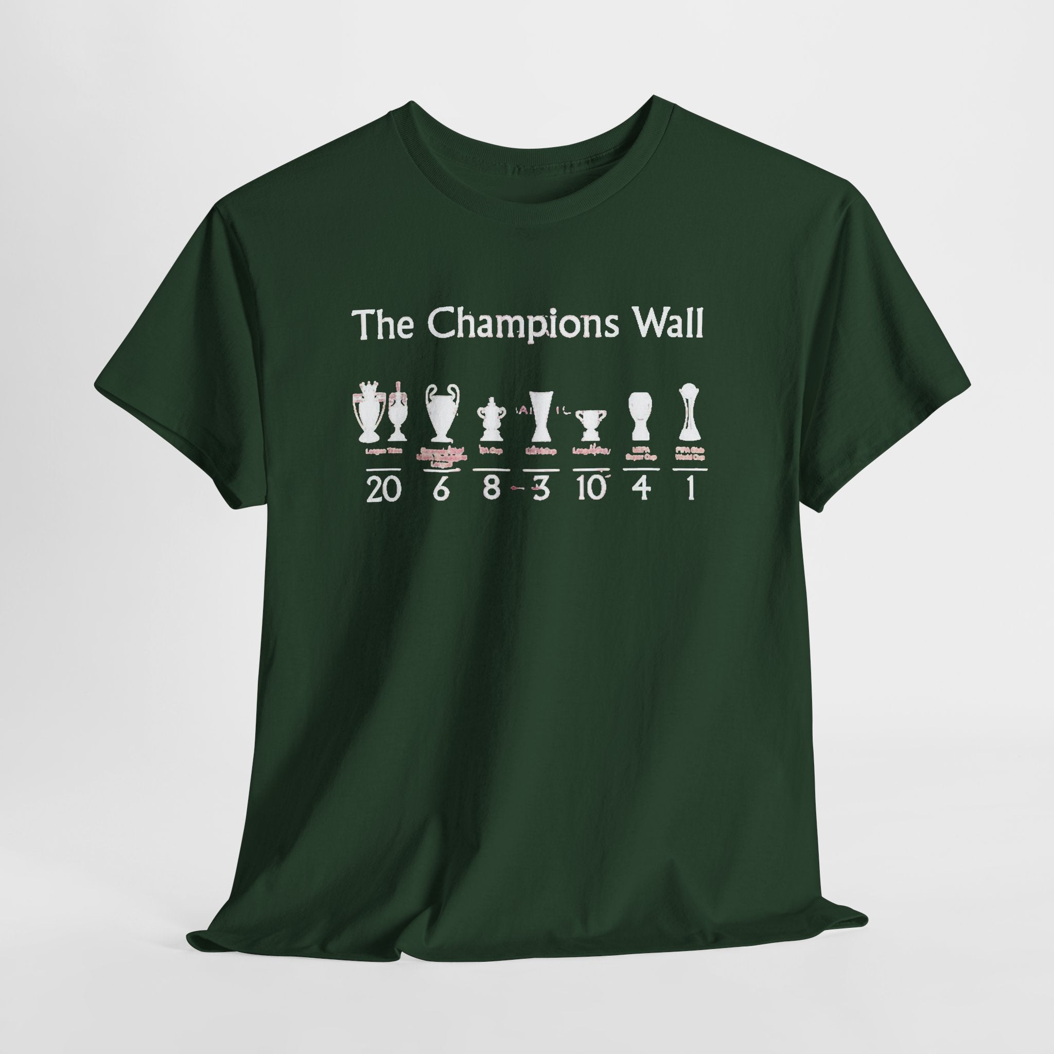 Liverpool The Champions Wall T-Shirt – Soccer/Football Trophy Timeline Tee