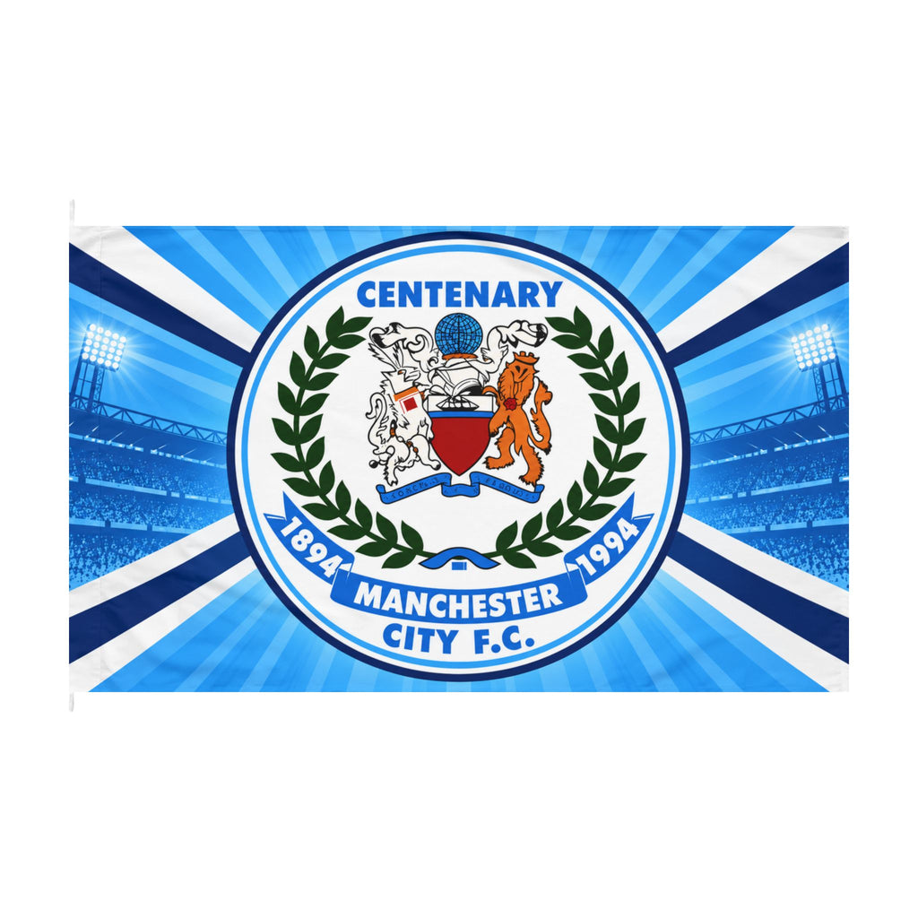 Centenary Football Club Double-Sided Flag – Blue Stadium Crest Design