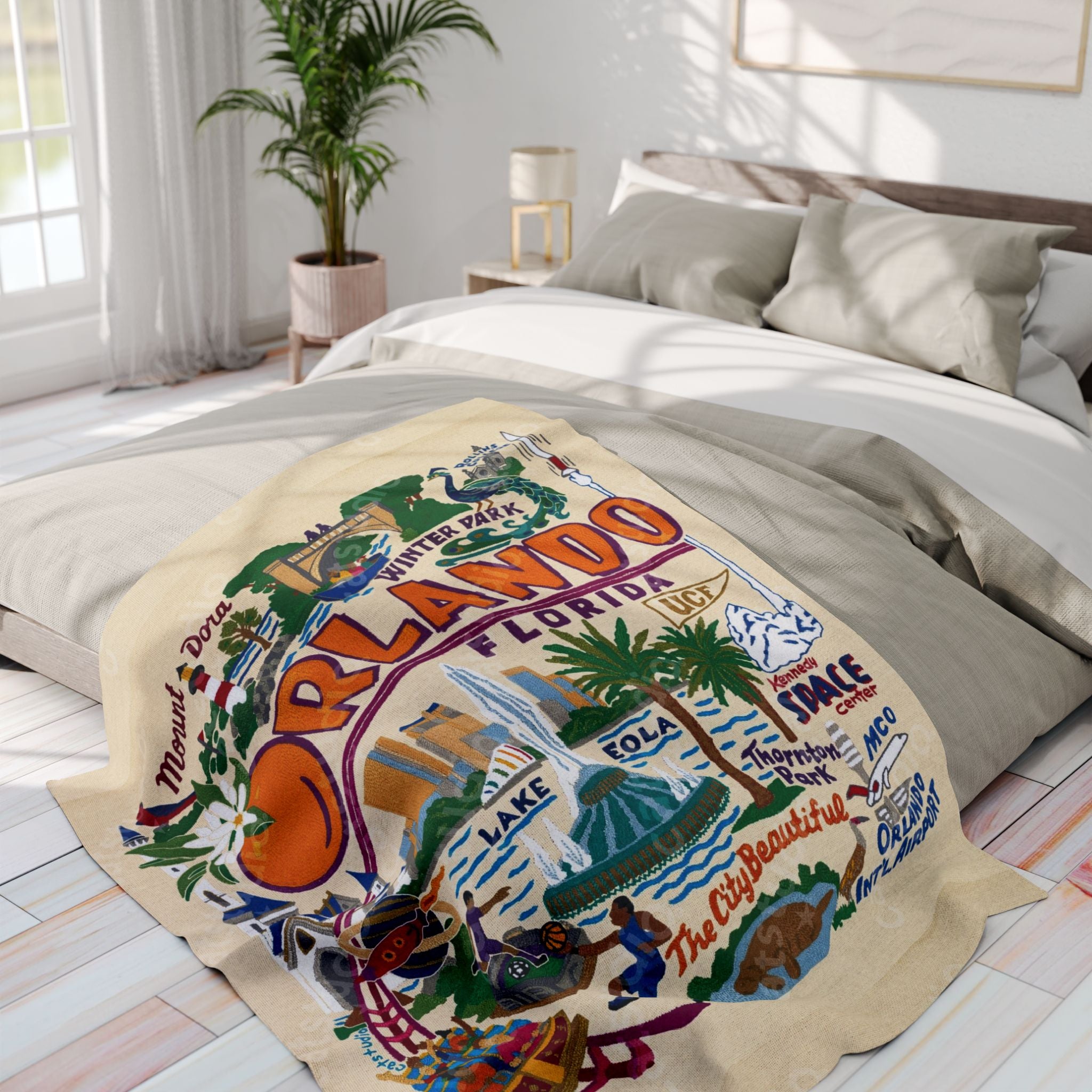 Orlando Vintage Map Fleece Blanket