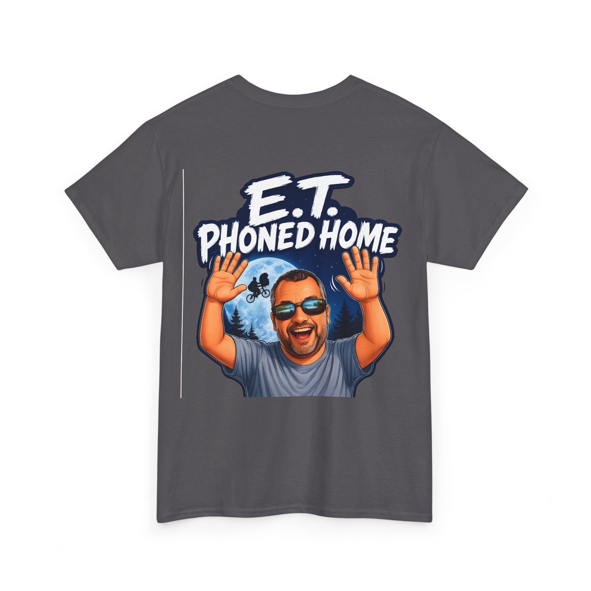 Graphic Tee — "E.T. Phoned Home" Smiling Guy Retro Design