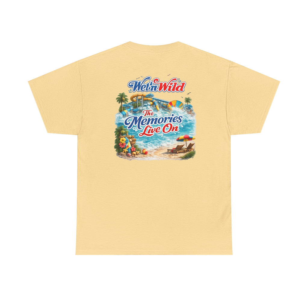 Wet'n Wild Beach Tee — "The Memories Live On" Retro Island Graphic Shirt