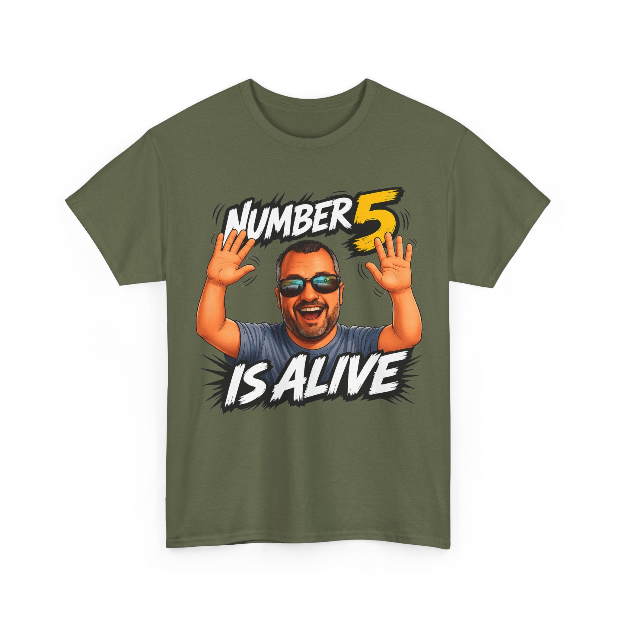 Number 5 Is Alive Graphic Tee — Funny Meme Face T‑Shirt