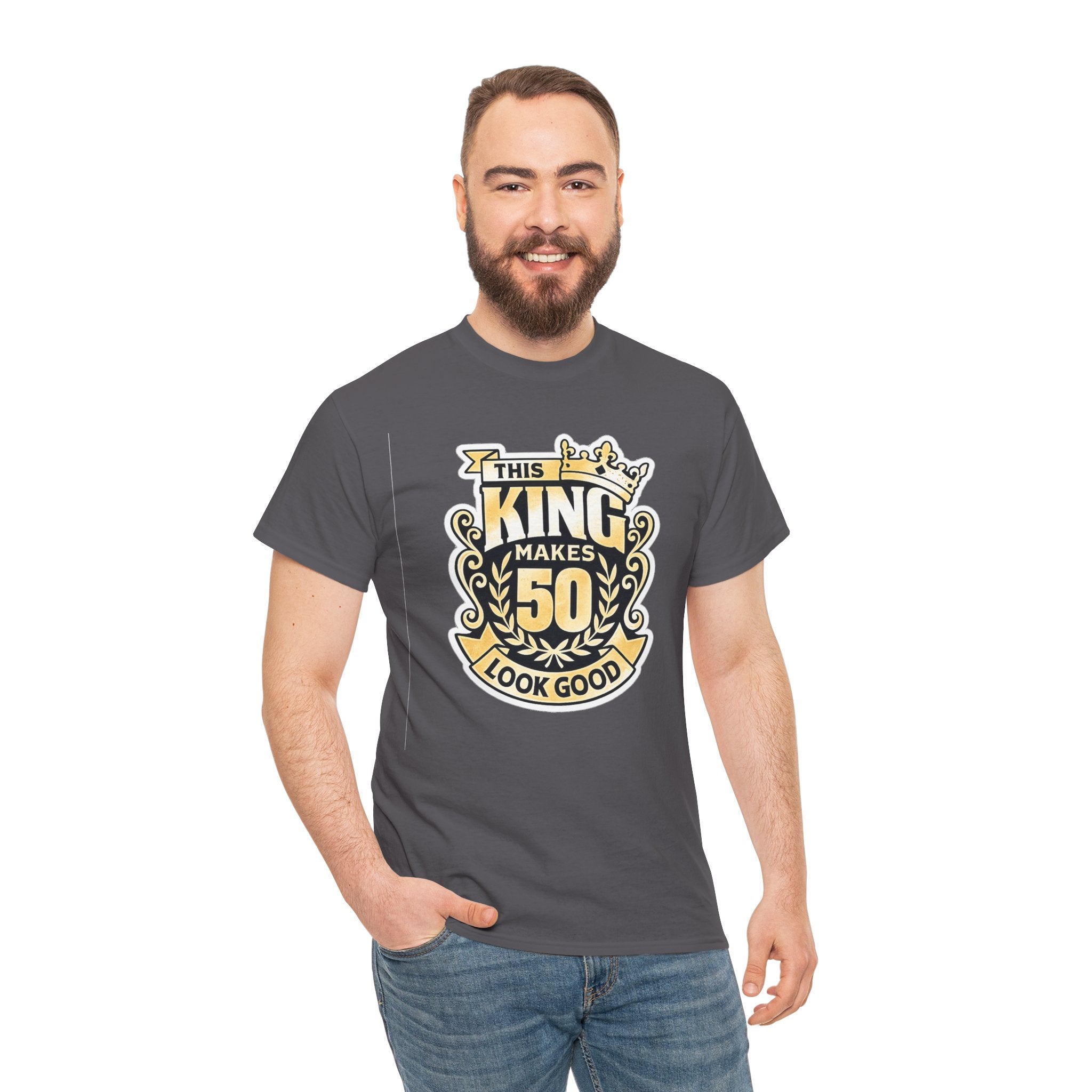 50th Birthday King T-Shirt – "This King Makes 50 Look Good"