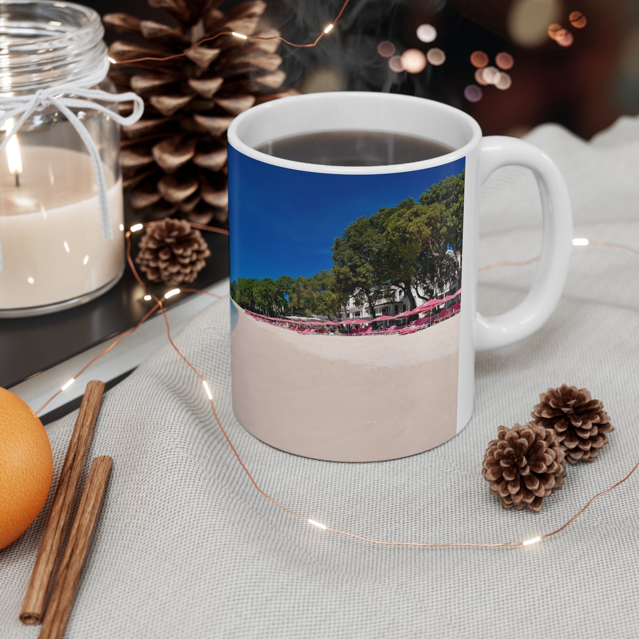Caribbean Beach Ceramic Coffee Cups, 11oz, 15oz