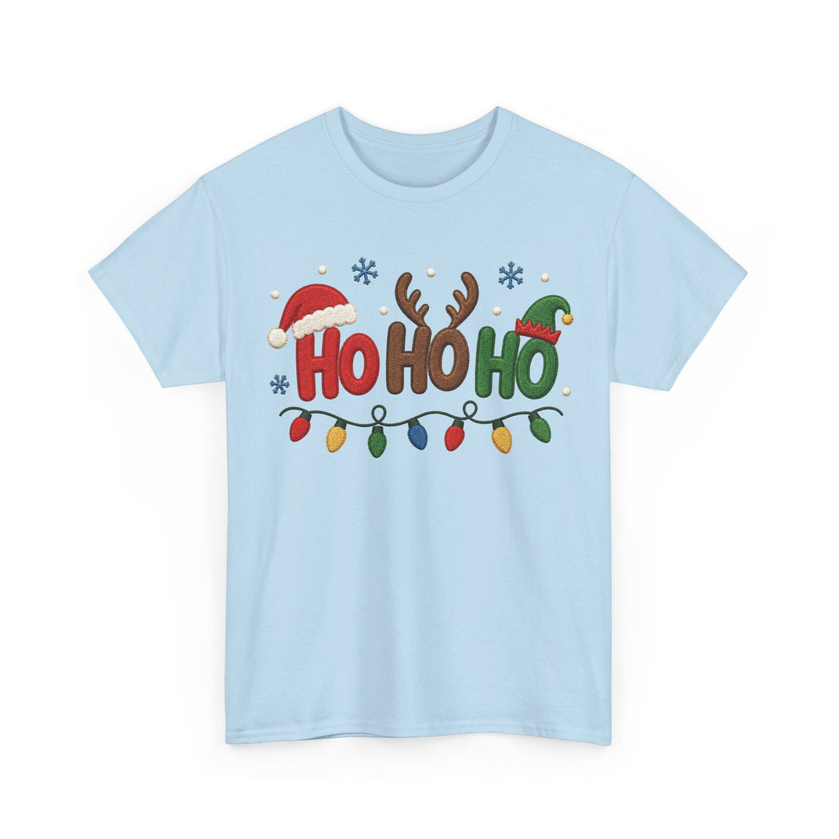 Christmas Ho Ho Ho Tee — Festive Santa, Reindeer & Lights Holiday T-Shirt