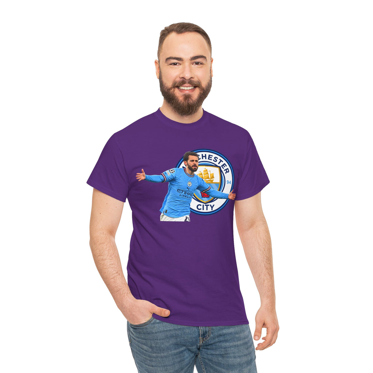 Bernardo Silva Manchester City Football Club Graphic Tee — Celebratory Player Design