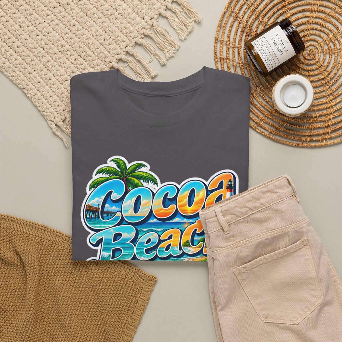 Cocoa Beach Florida Vintage Surf Cotton T-Shirt