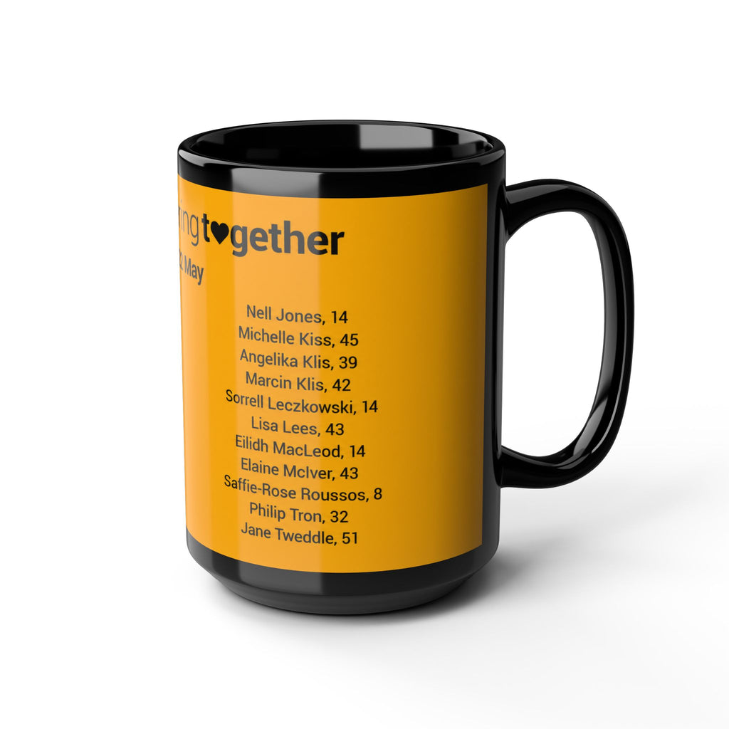 Manchester Arena Memorial Names Black Mug — "Remembering Together 22 May" Tribute Coffee Cup (11oz/15oz)