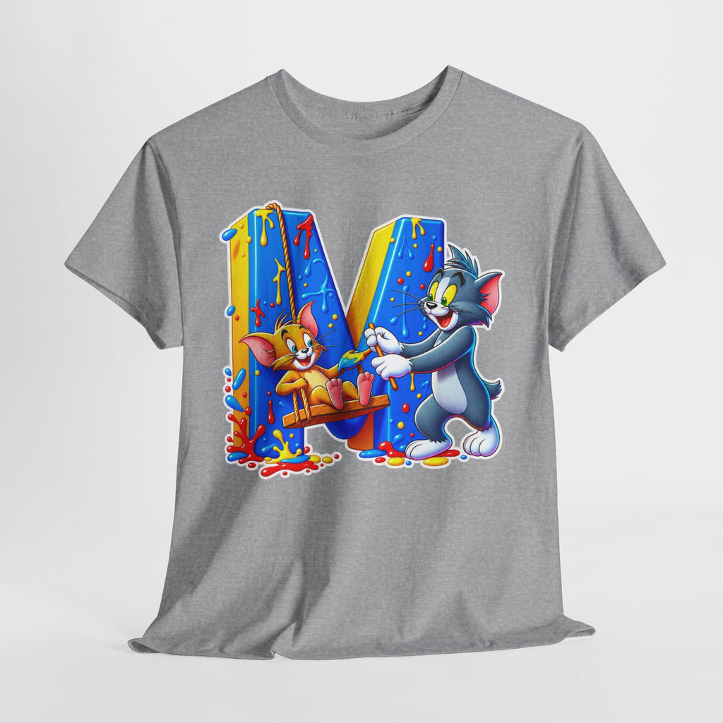 Tom & Jerry Letter M Cotton T-Shirt — Retro Cartoon Graphic Tee