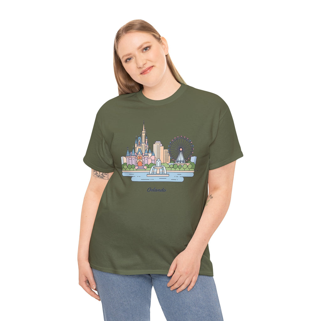 Orlando Skyline T-Shirt — Cute Cityscape Graphic Tee with 'Orlando' Text