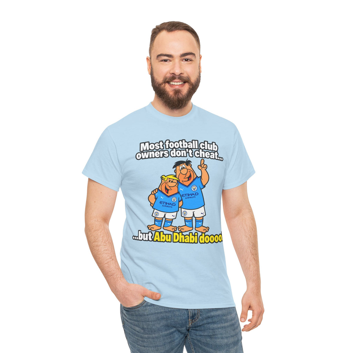 Manchester City Charges T‑Shirt — “Most Football Club Owners Don’t Cheat… but Abu Dhabi Dooo!”