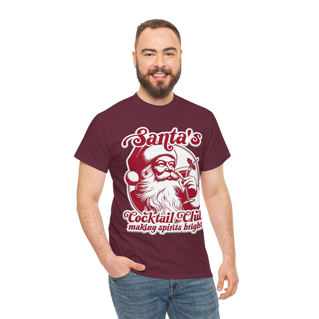 Santa’s Cocktail Club Tee — "Making Spirits Bright" Christmas Shirt