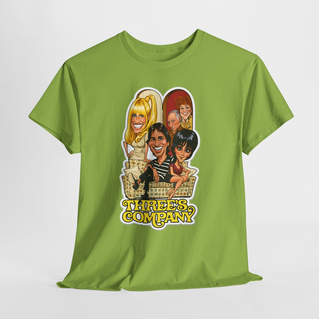 Three's Company Retro TV Tee — Vintage Sitcom Caricature T-Shirt