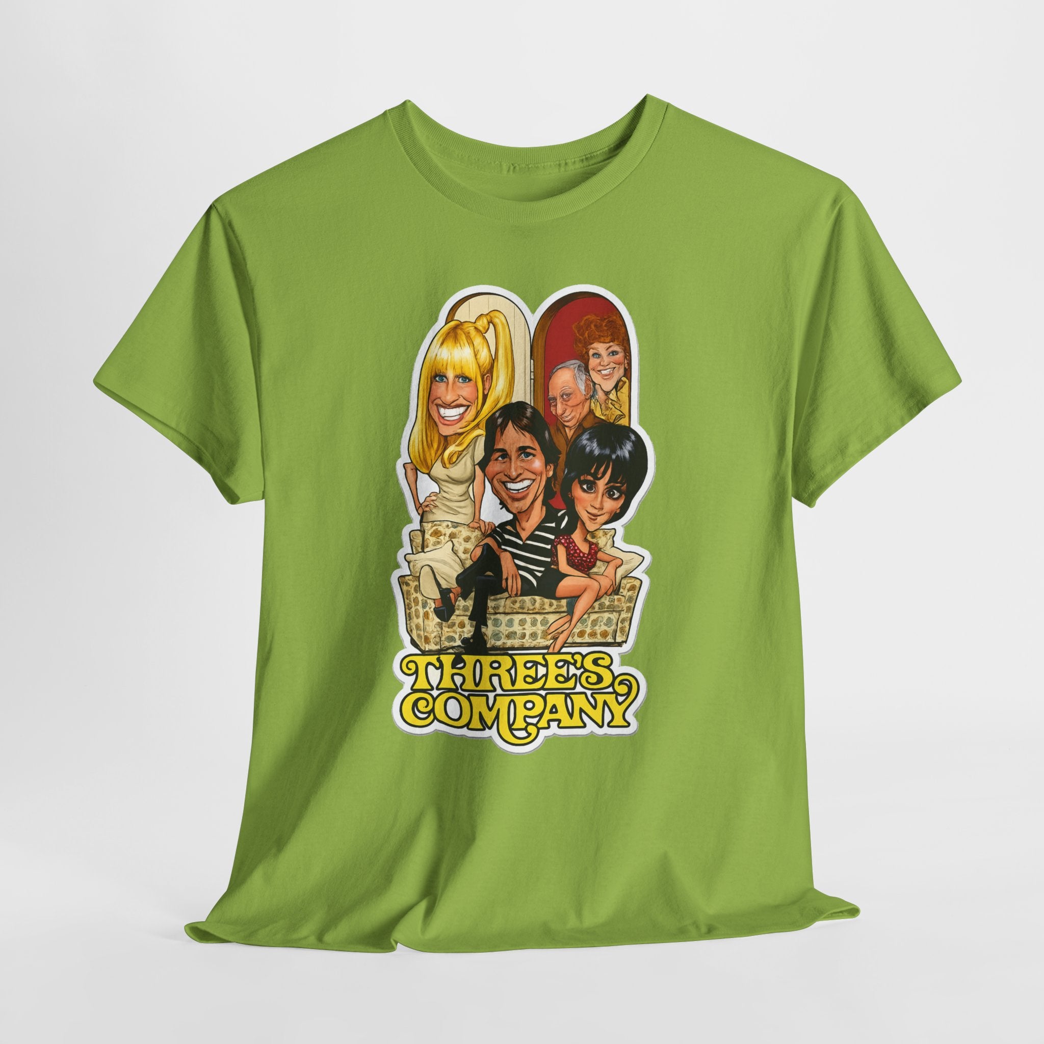 Three's Company Retro TV Tee — Vintage Sitcom Caricature T-Shirt