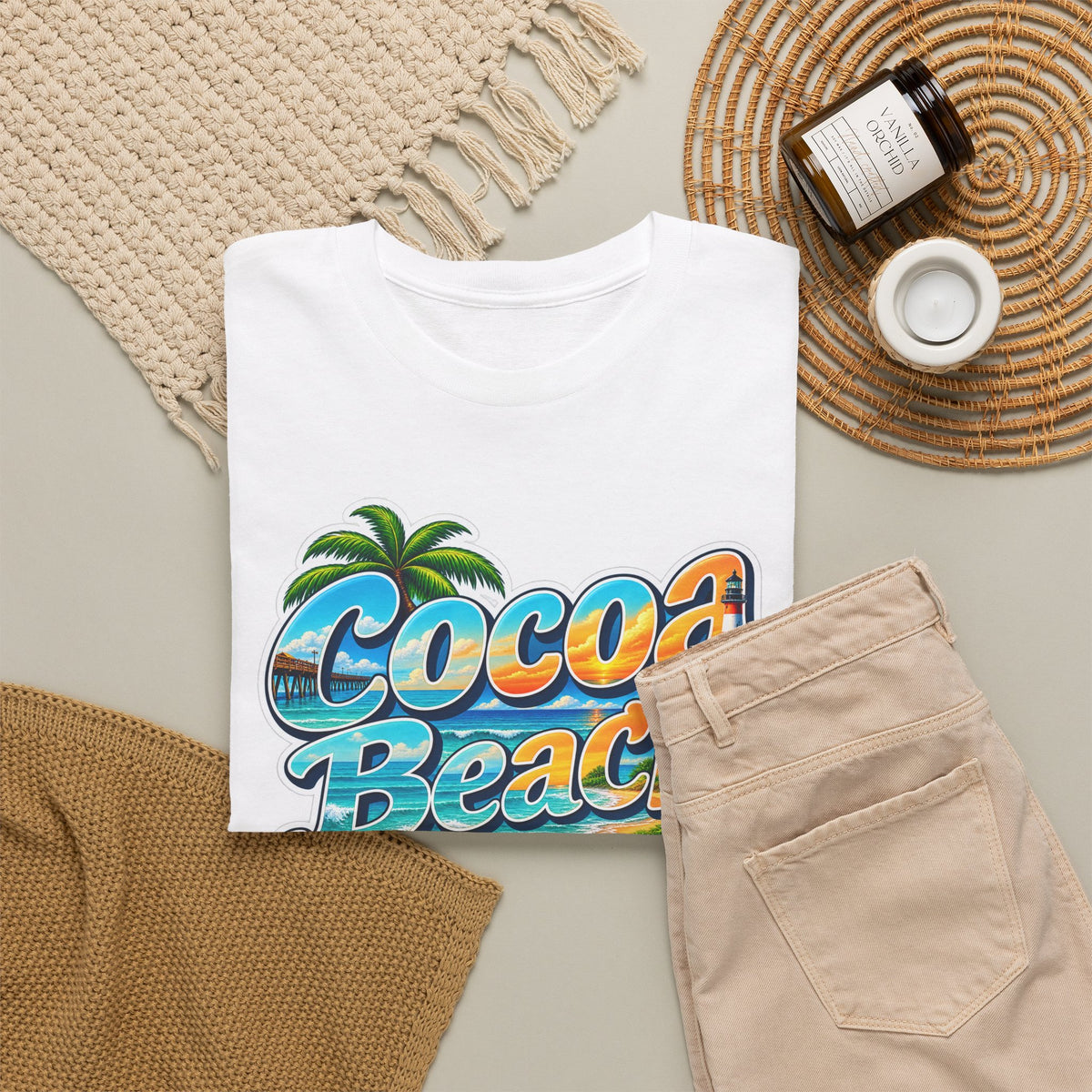 Cocoa Beach Florida Vintage Surf Cotton T-Shirt