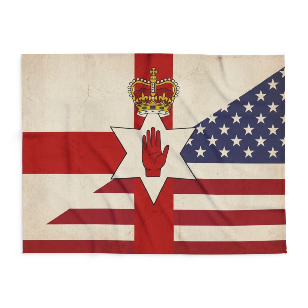 Northern Ireland & USA Flags Fleece Blanket — Vintage British/USA Ulster Flag Design