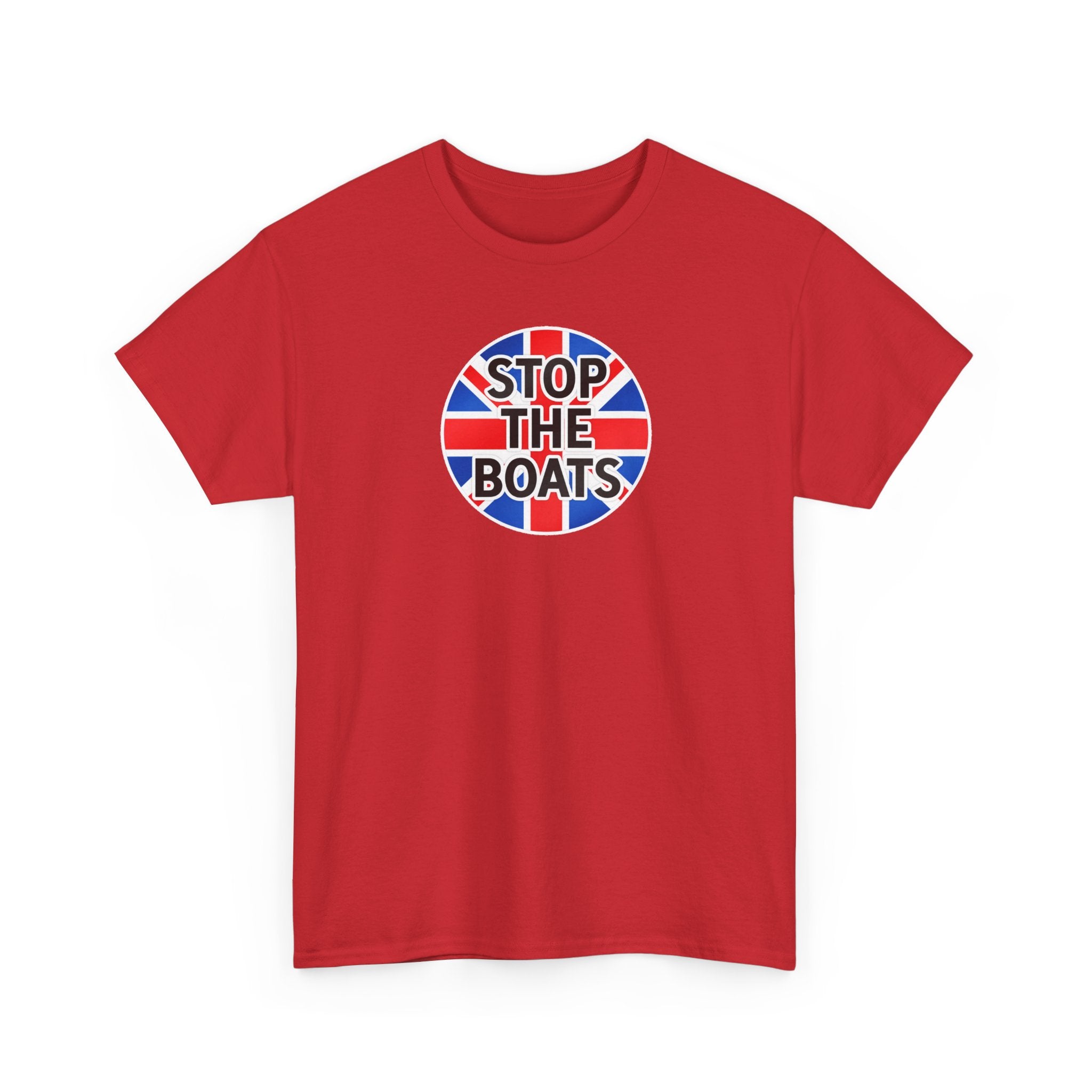 Stop The Boats Union Jack Protest Cotton T-Shirt / Tee