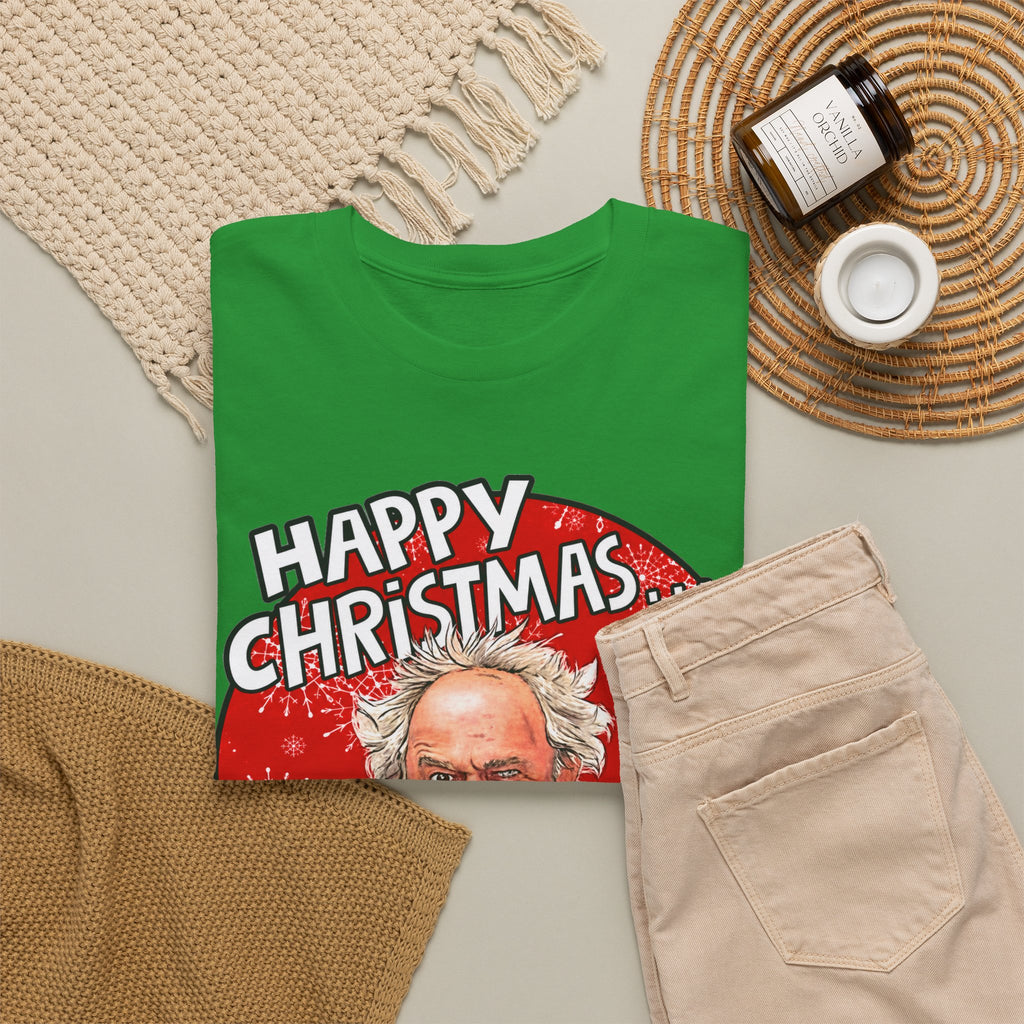 Funny Christmas Tee — “Happy Christmas… Now Feck Off!” Holiday Graphic T-Shirt