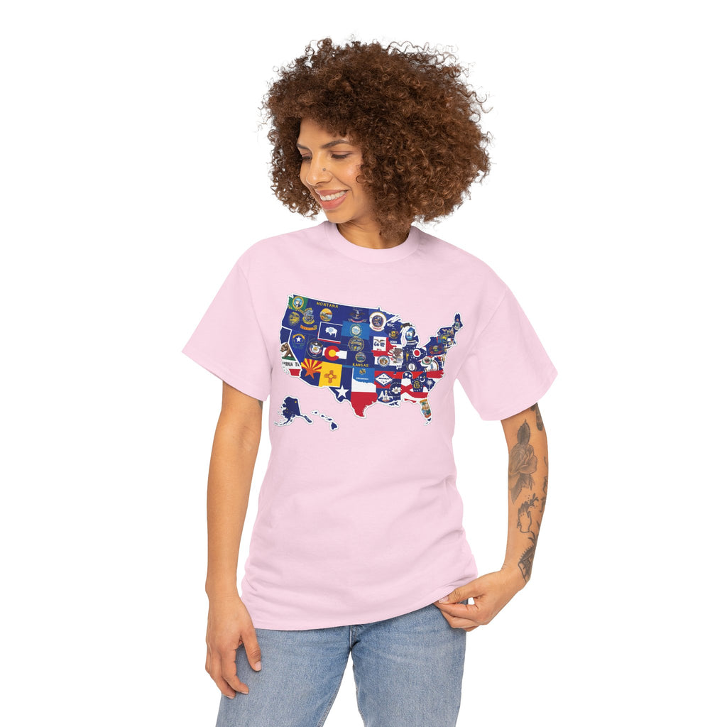USA Map Flag T-Shirt — United States State Flag Map Tee