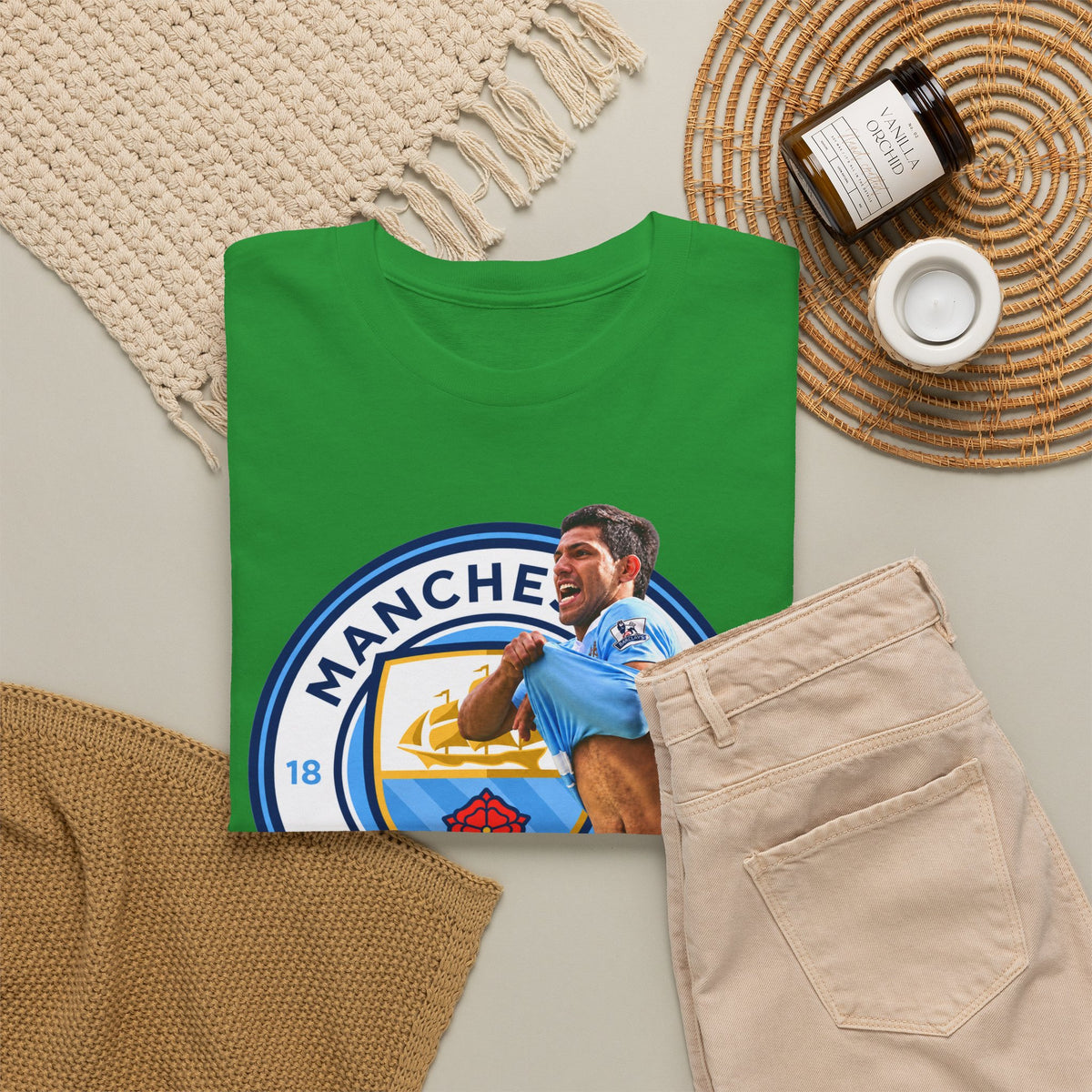 Sergio Aguero Manchester City Legend Soccer Tee — Player Celebration Graphic T-Shirt