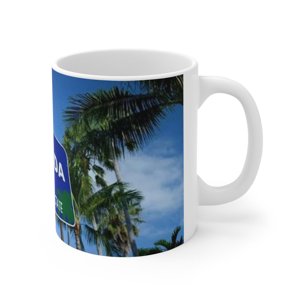 Florida Welcome Sign Coffee Mug — The Sunshine State Ceramic Travel Coffee Cup