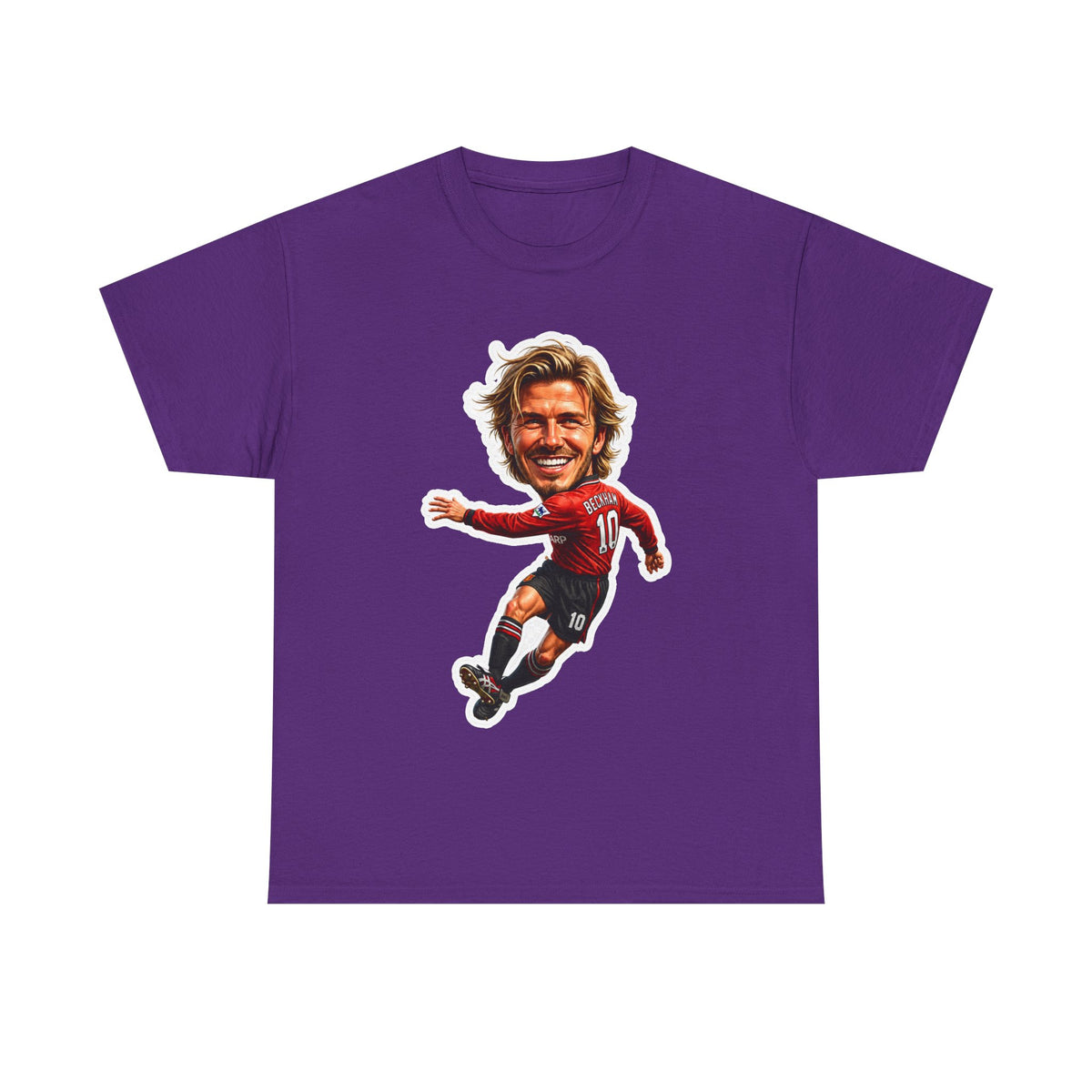 Beckham Caricature Cotton T-Shirt — Retro Football Player Graphic Tee