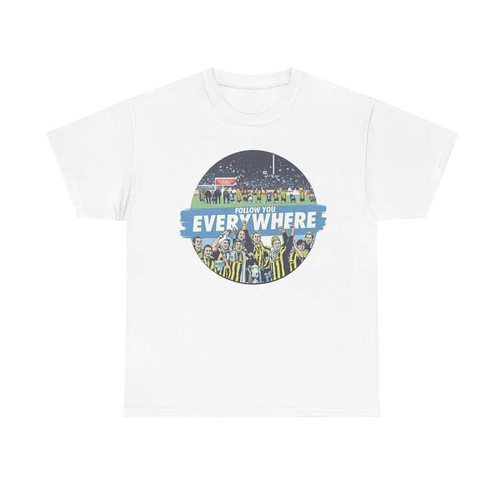 Manchester City Everywhere Soccer Crowd Graphic Tee — 'Follow You Everywhere' Fan Shirt