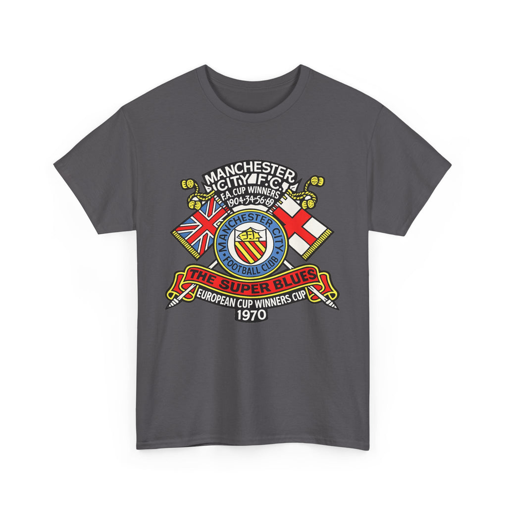 Manchester City Vintage Crest Tee — 'The Super Blues' 1970 European Cup Winners