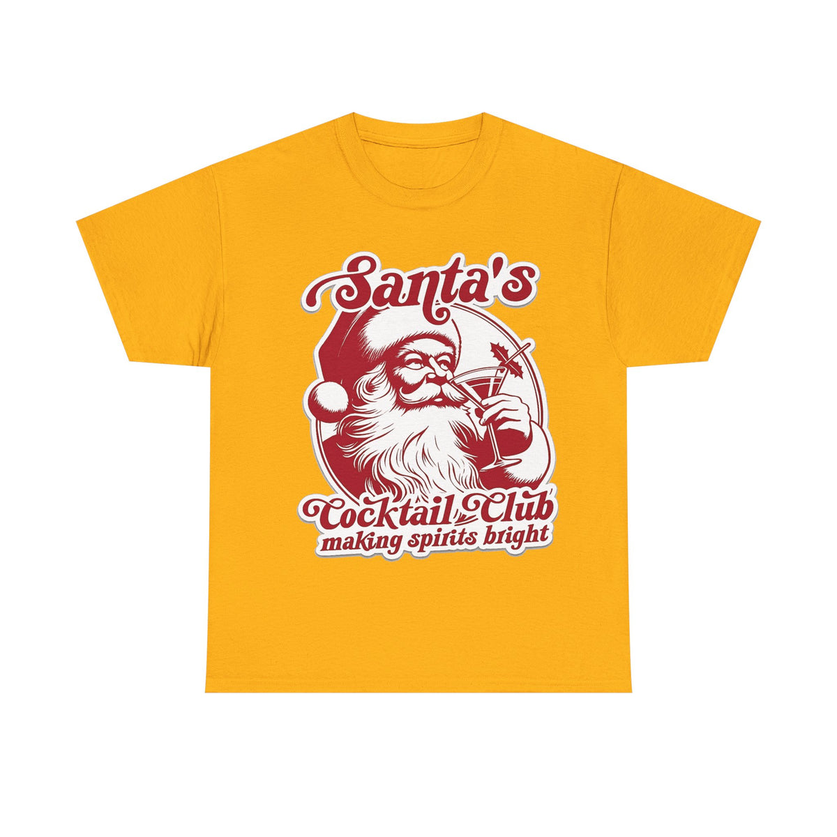 Santa’s Cocktail Club Tee — "Making Spirits Bright" Christmas Shirt