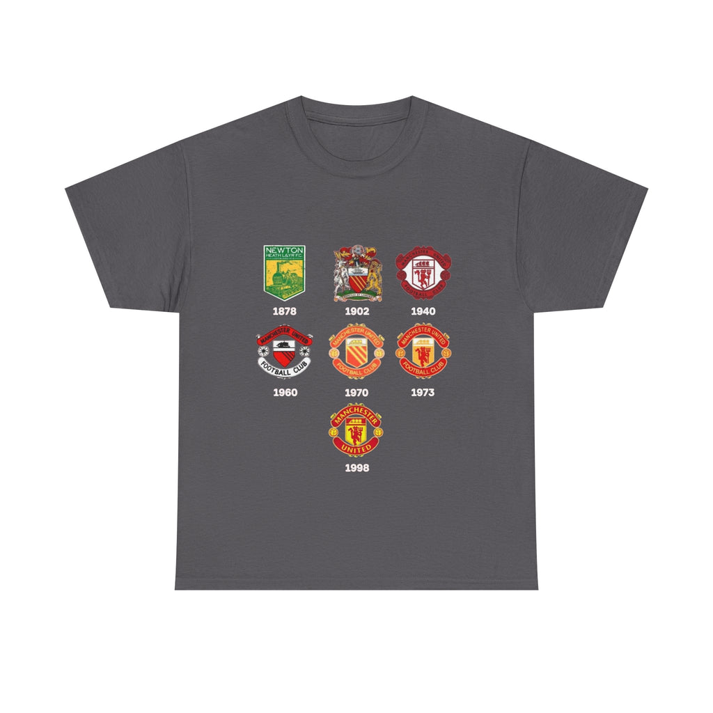 Manchester United Crest Evolution T-Shirt — Vintage Club Logo Timeline Tee