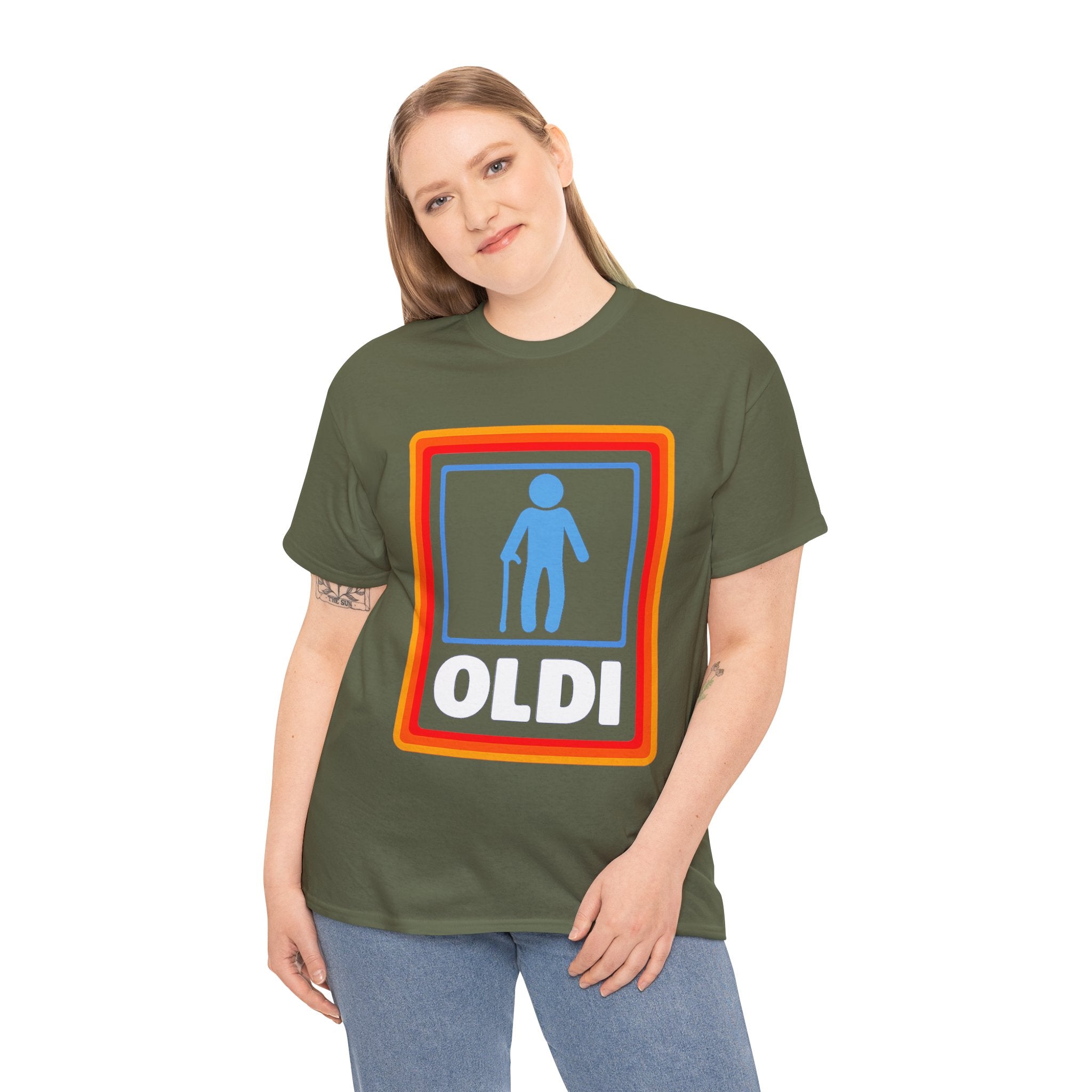 Oldi Retro Logo Tee — Funny Elderly Humour T-Shirt