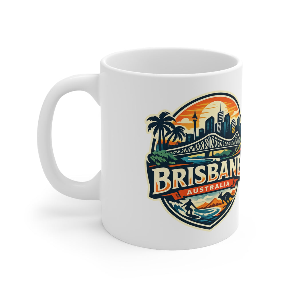 Brisbane Skyline Ceramic Mug — Australia City Souvenir Coffee Cup (11oz & 15oz)