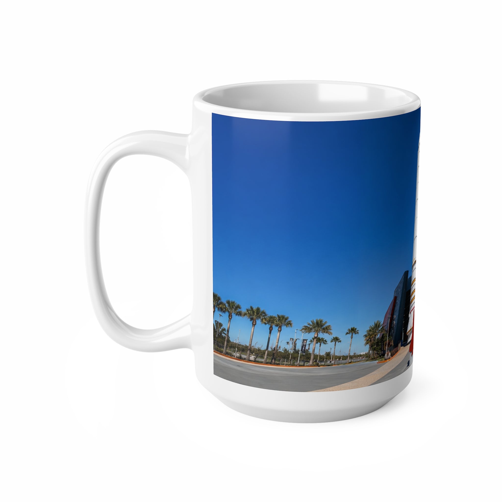 Space Shuttle Launch Pad Ceramic Mug — Atlantis Visitor Center Photo Coffee Cup, 11oz & 15oz