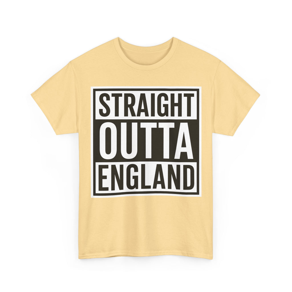 Straight Outta England T-Shirt — Bold Black Typography Tee for Brits & Expats