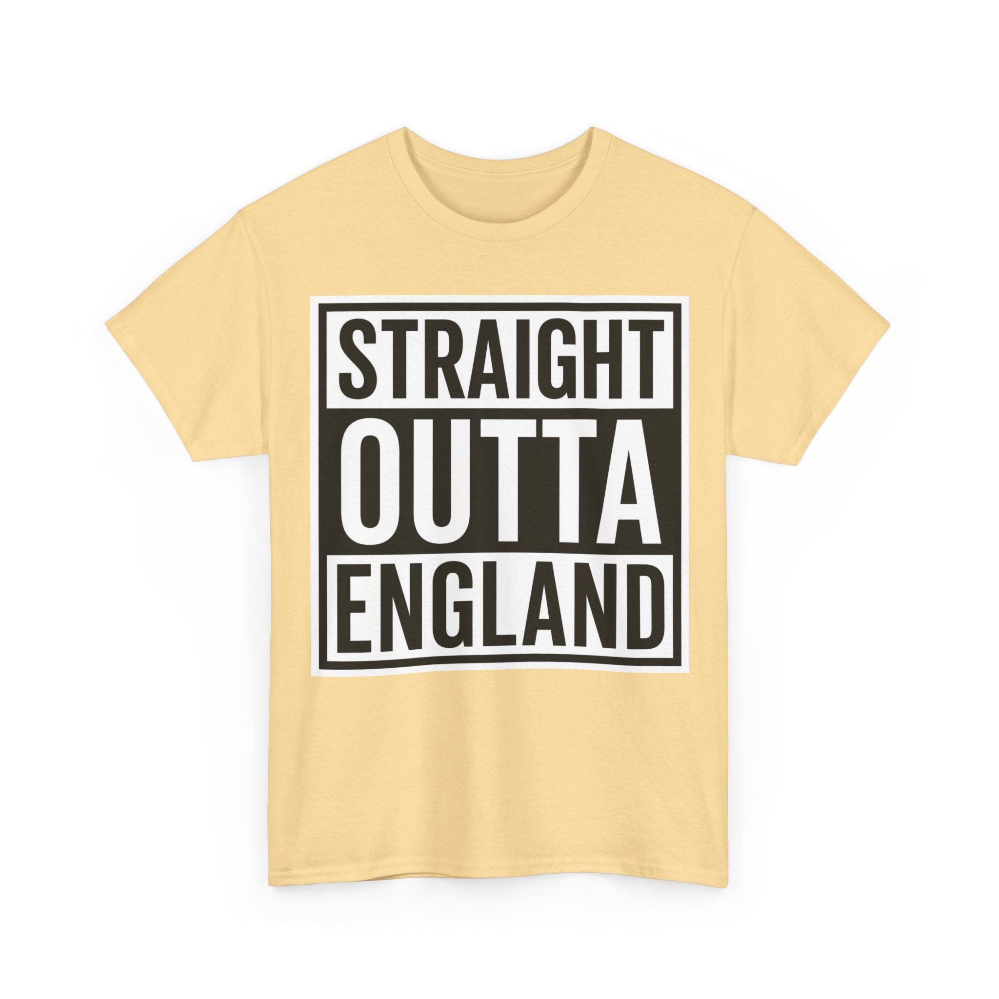 Straight Outta England T-Shirt — Bold Black Typography Tee for Brits & Expats