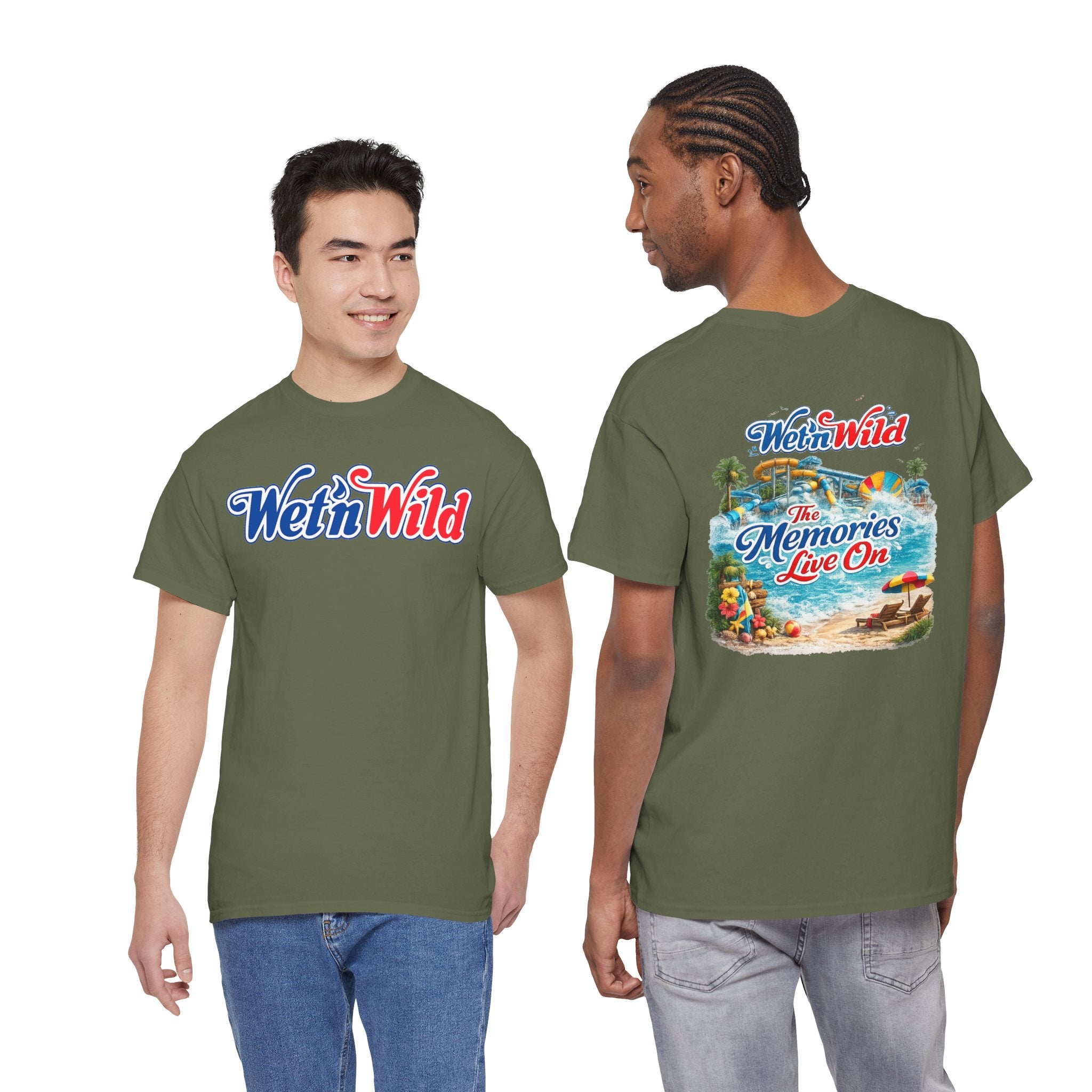 Wet'n Wild Beach Tee — "The Memories Live On" Retro Island Graphic Shirt